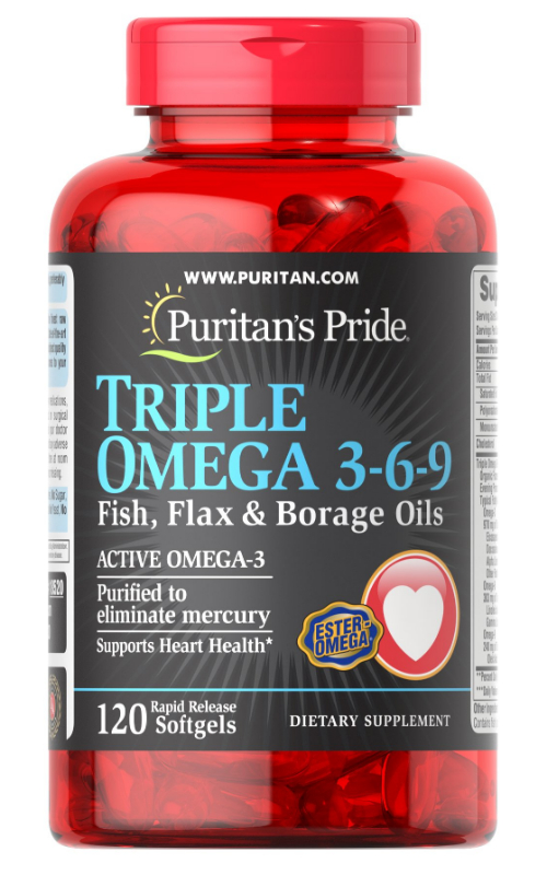 Triple Omega 3-6-9 Fish, Flax & Borage Oils by 120 Softgels
